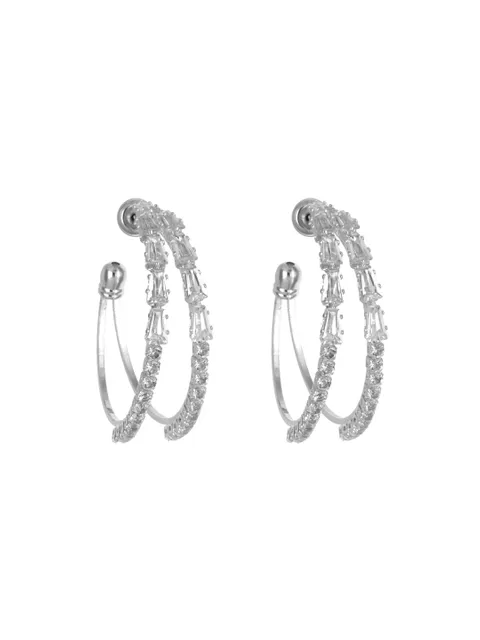 AD / CZ Bali type Earrings in Rhodium finish - CNB4002