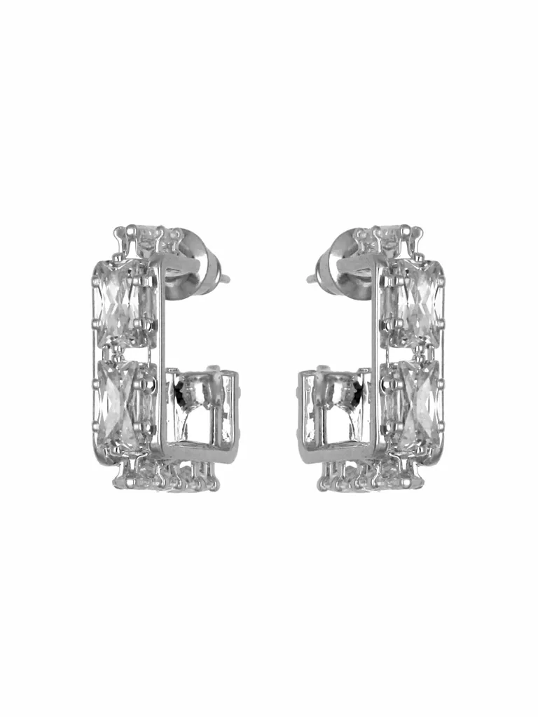 AD / CZ Bali type Earrings in Rhodium finish - CNB4208