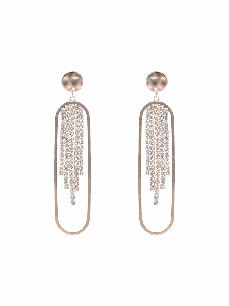 AD / CZ Long Earrings in Rose Gold finish - CNB4226