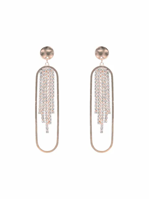 AD / CZ Long Earrings in Rose Gold finish - CNB4226