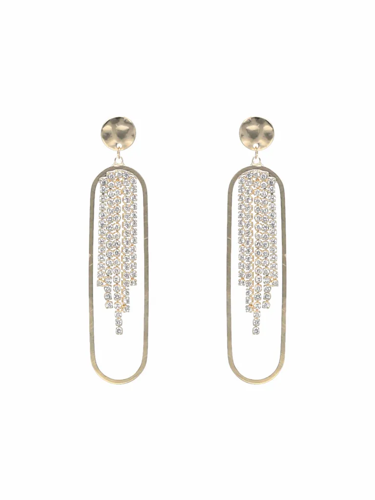 AD / CZ Long Earrings in Gold finish - CNB4227