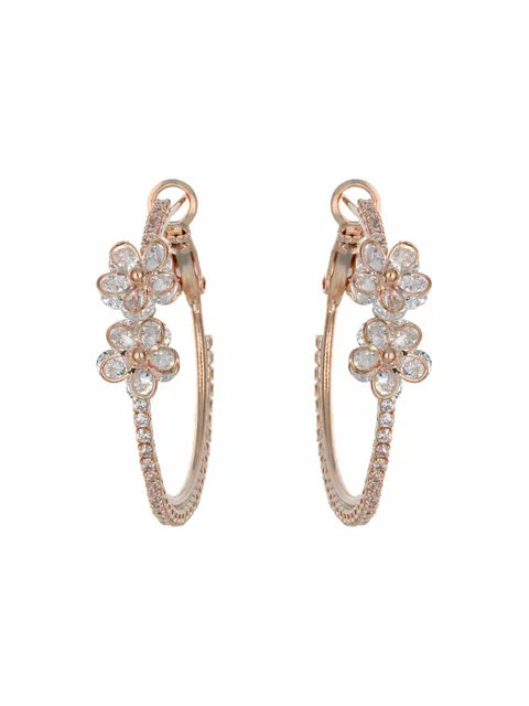 AD / CZ Bali type Earrings in Rose Gold finish - CNB4805