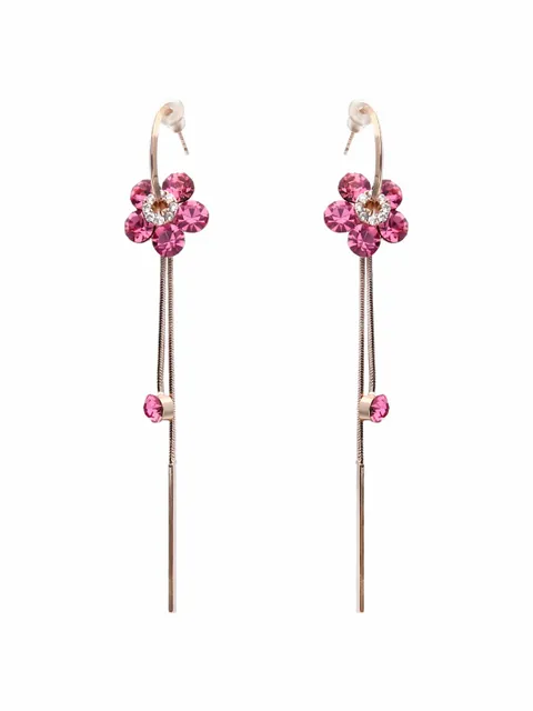 AD / CZ Long Earrings in Rose Gold finish - CNB4245