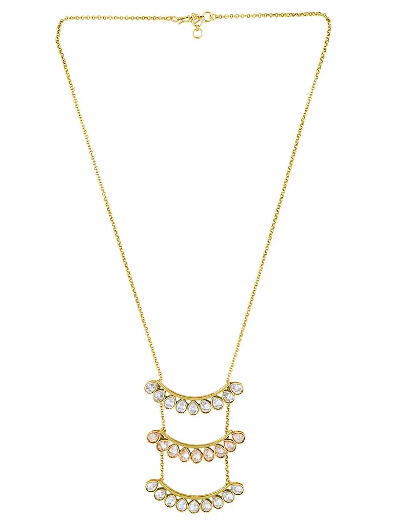 Reverse AD Long Necklace in Gold finish - MT460