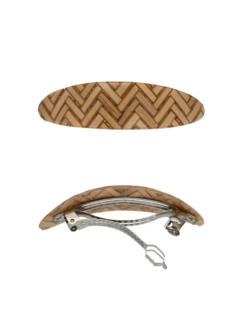 Printed Hair Clip in Brown color and Rhodium finish - NIH52