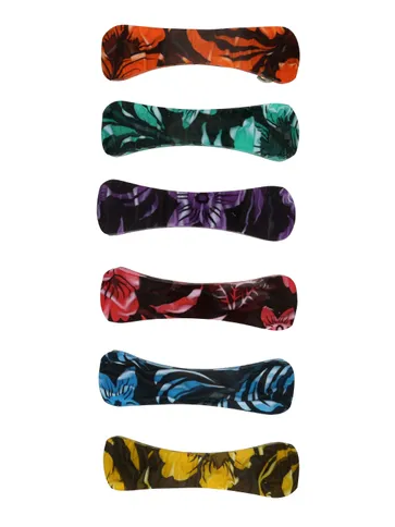 Printed Hair Clip in Assorted color and Rhodium finish - NIH204