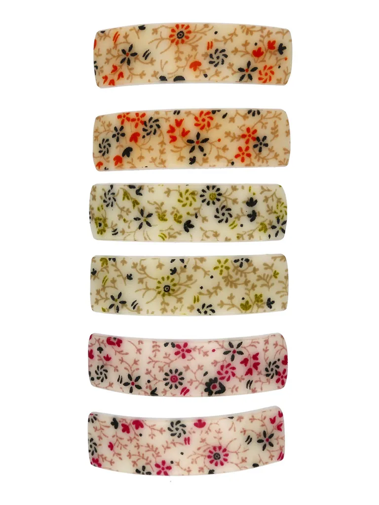 Printed Hair Clip in Assorted color and Rhodium finish - NIH5004