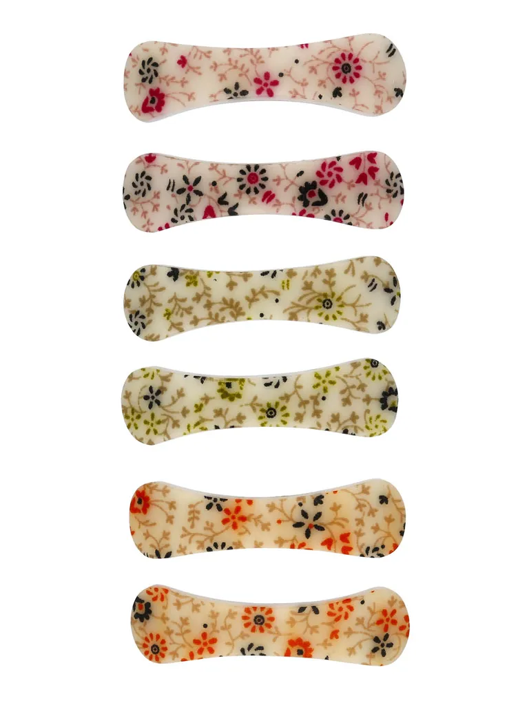 Printed Hair Clip in Assorted color and Rhodium finish - NIH5003