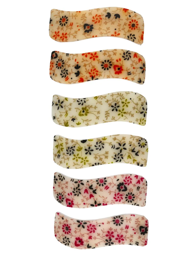 Printed Hair Clip in Assorted color and Rhodium finish - NIH5006