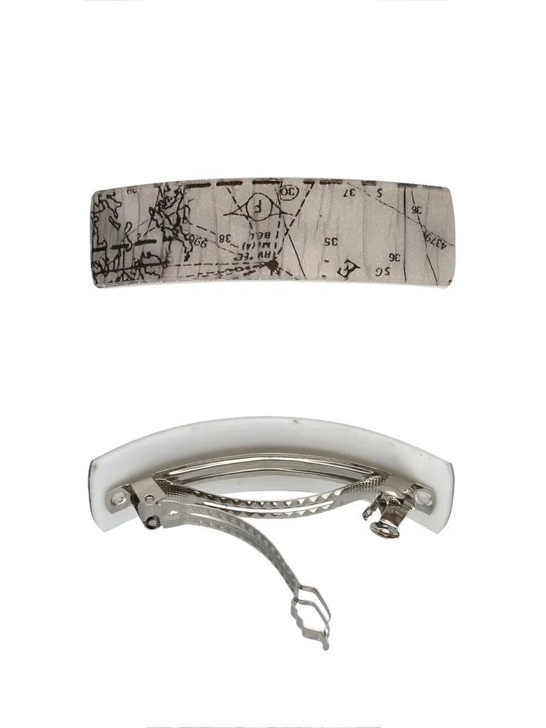 Printed Hair Clip in Grey color and Rhodium finish - NIH5055