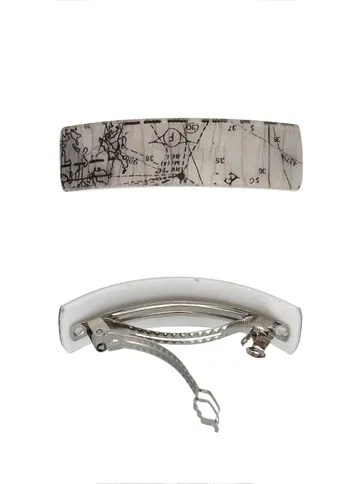 Printed Hair Clip in Grey color and Rhodium finish - NIH5055