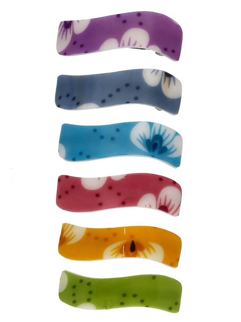 Printed Hair Clip in Assorted color and Rhodium finish - NIH8005