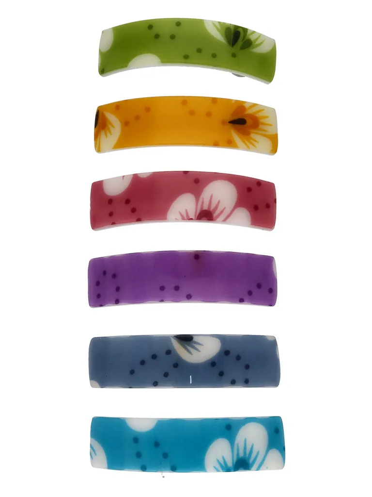 Printed Hair Clip in Assorted color and Rhodium finish - NIH8004
