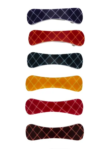 Printed Hair Clip in Assorted color and Rhodium finish - NIH9004