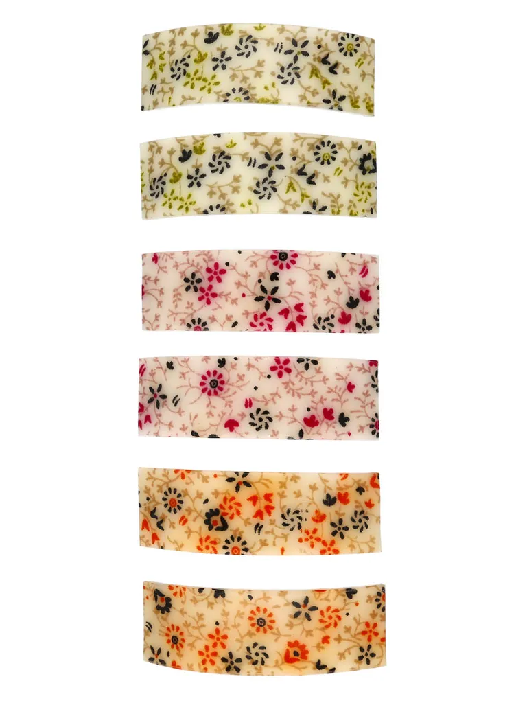 Printed Hair Clip in Assorted color and Rhodium finish - NIH5001