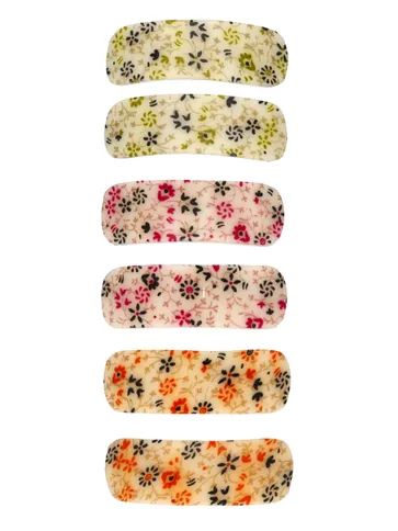 Printed Hair Clip in Assorted color and Rhodium finish - NIH5002