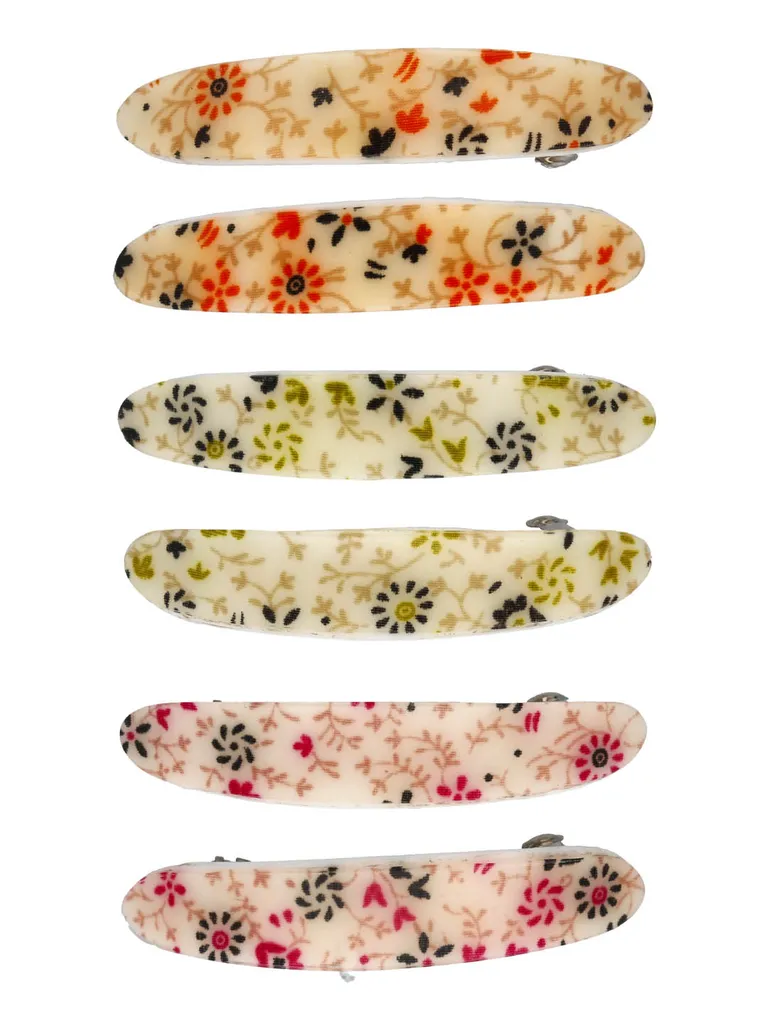 Printed Hair Clip in Assorted color and Rhodium finish - NIH5007