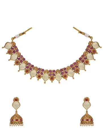 Reverse AD Necklace Set in Gold finish - PEAN819A