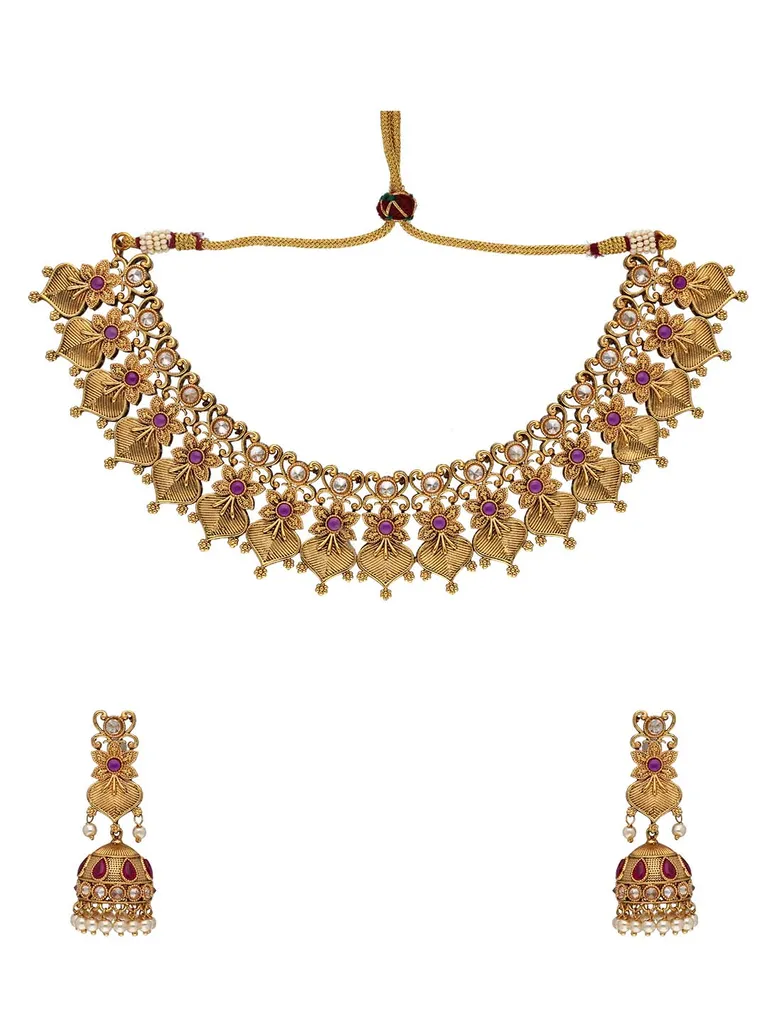 Reverse AD Necklace Set in Gold finish - PEAN859A