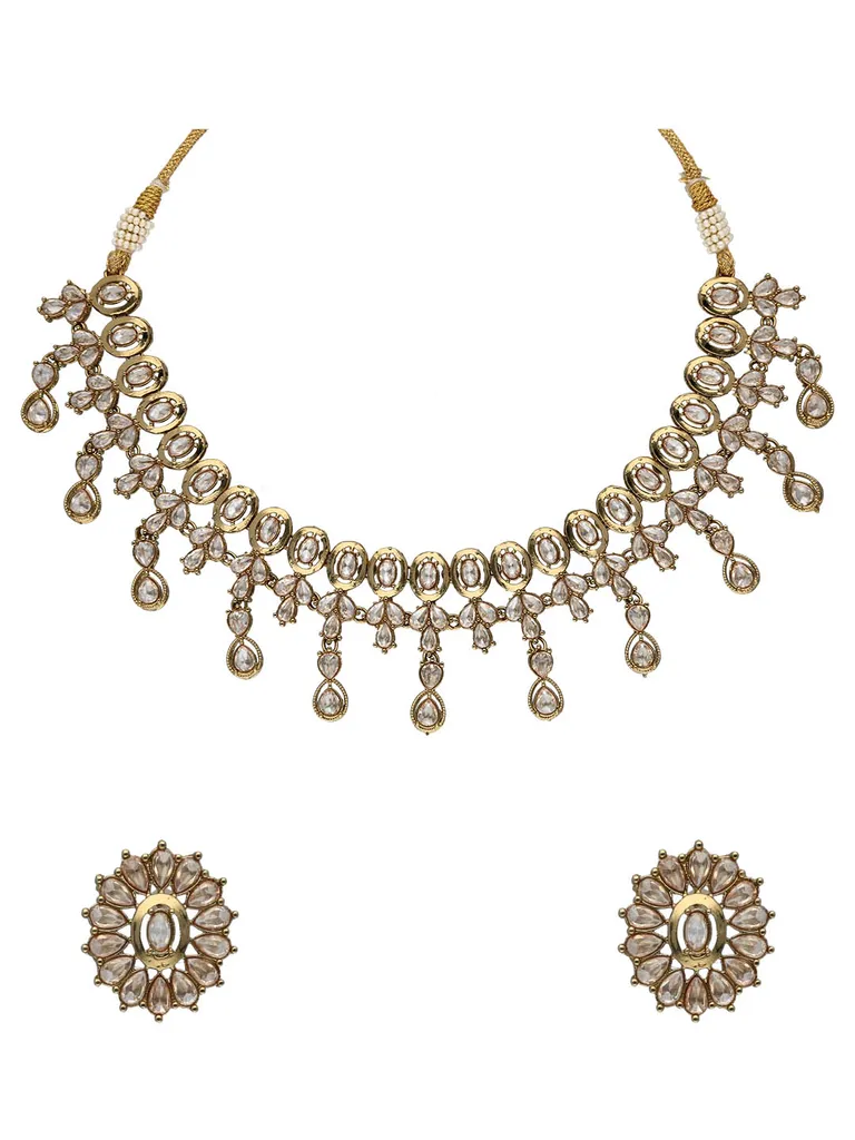 Reverse AD Necklace Set in Mehendi finish - OMK160LC