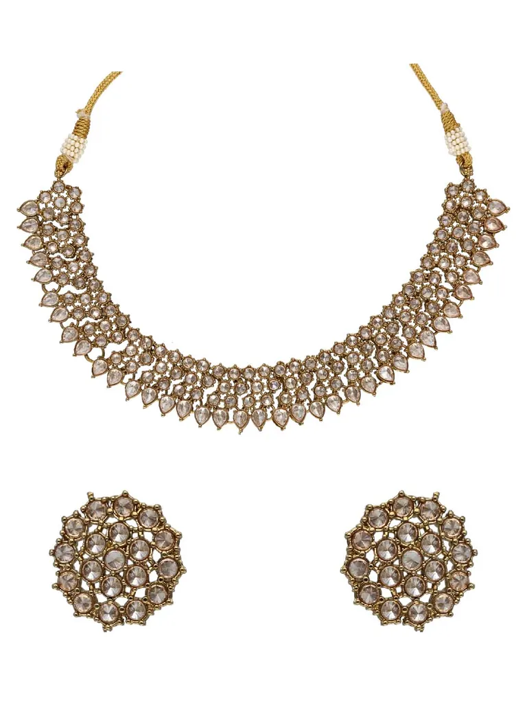 Reverse AD Necklace Set in Mehendi finish - OMK161LC