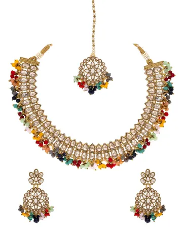 Reverse AD Necklace Set in Mehendi finish - OMKM47M_MU