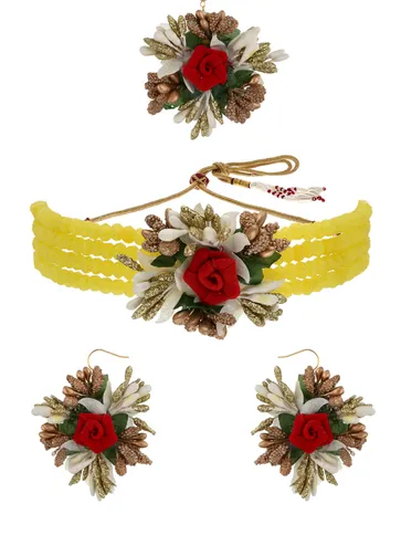 Floral Choker Necklace Set in Gold finish - KYR41