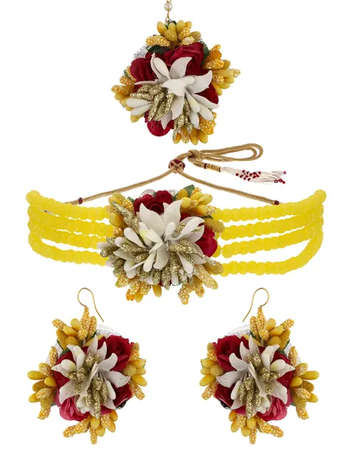 Floral Choker Necklace Set in Gold finish - KYR55