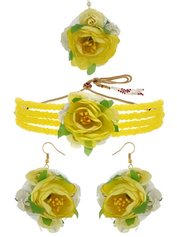 Floral Choker Necklace Set in Gold finish - KYR75