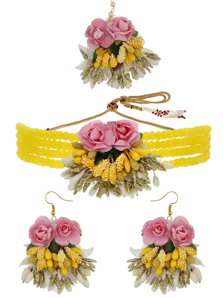 Floral Choker Necklace Set in Gold finish - KYR71