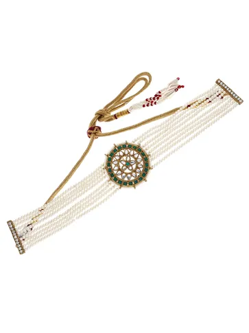 Kundan Choker Necklace Set in Mehendi finish - SJV9