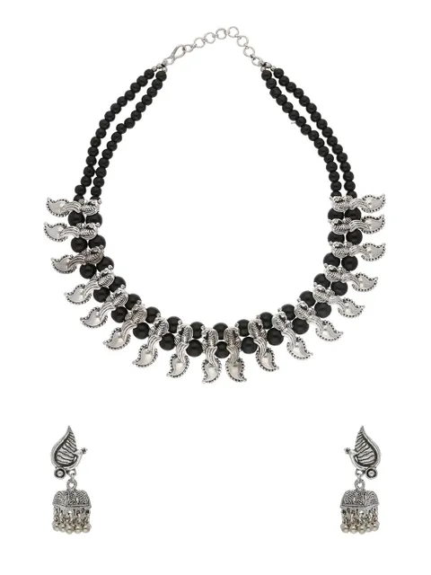 Necklace Set in Oxidised Silver finish - JYKOX088
