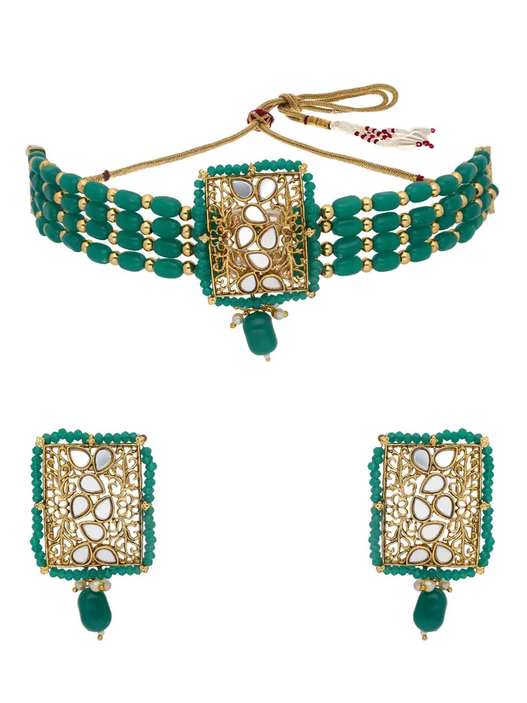 Mirror Choker Necklace Set in Gold finish - PRTH2539