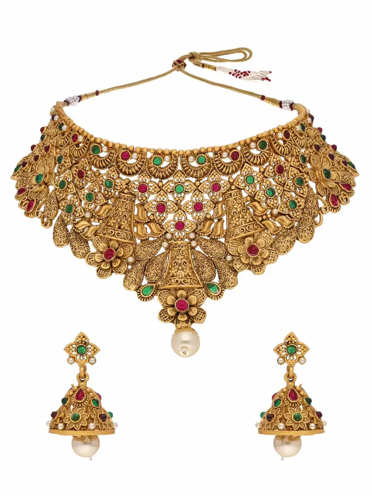 Antique Necklace Set in Rajwadi finish - CNB18729