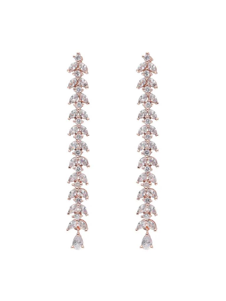 AD / CZ Long Earrings in Rose Gold finish - GNP9