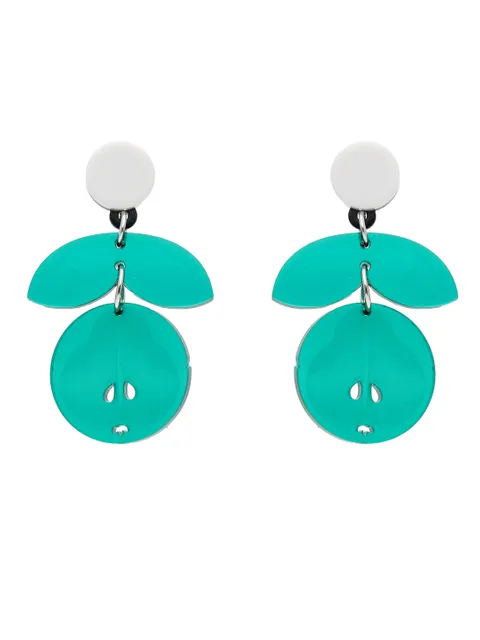 Western Earrings in Green color and Rhodium finish - CNB16310