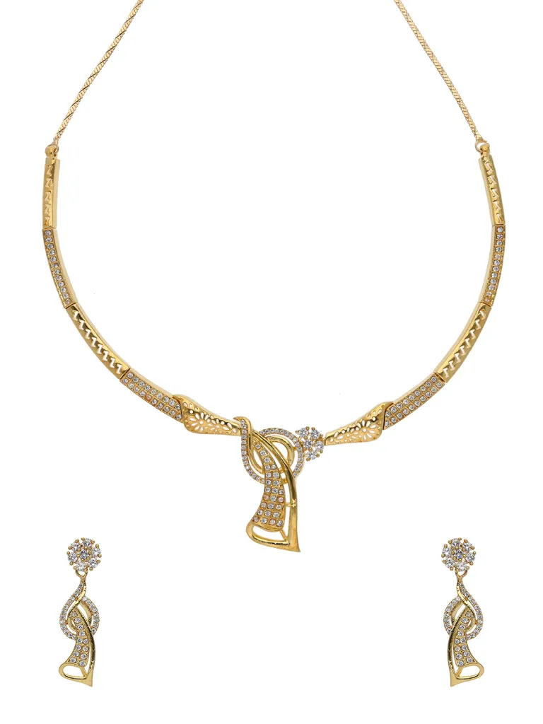 AD / CZ Necklace Set in Gold finish - RRM12011GO