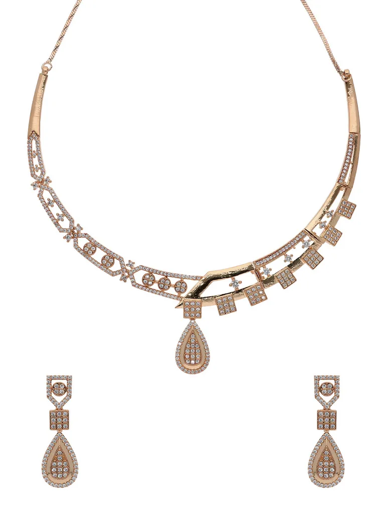 AD / CZ Necklace Set in Rose Gold finish - RRM12012RG