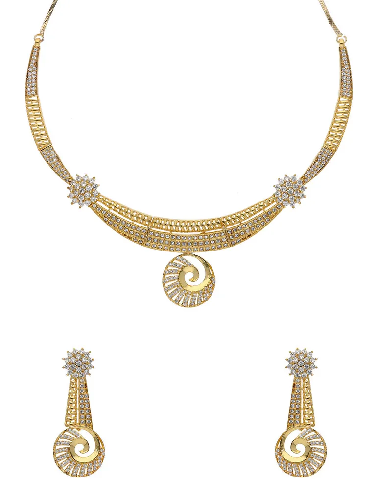 AD / CZ Necklace Set in Gold finish - RRM12014GO