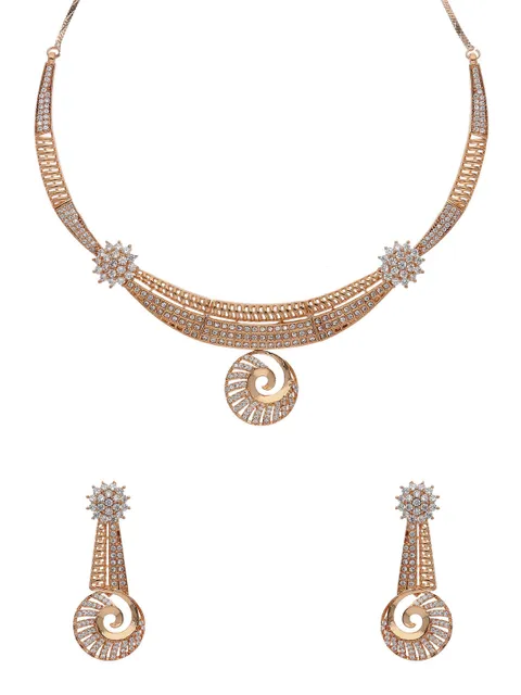 AD / CZ Necklace Set in Rose Gold finish - RRM12014RG