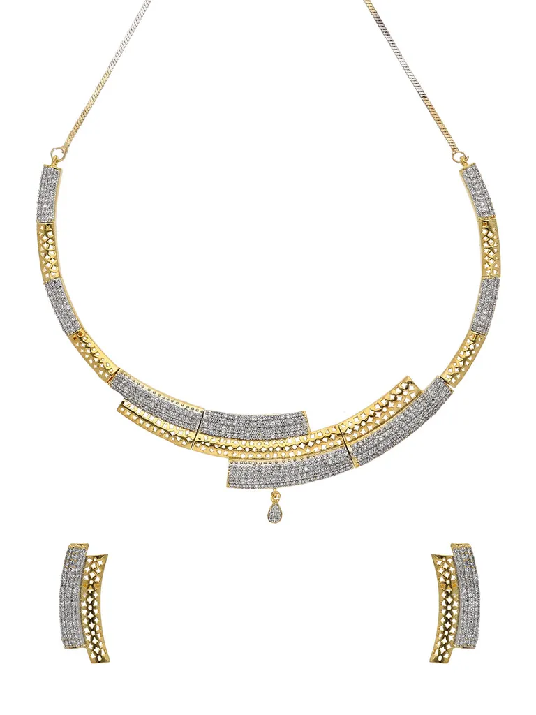 AD / CZ Necklace Set in Two Tone finish - RRM601472T