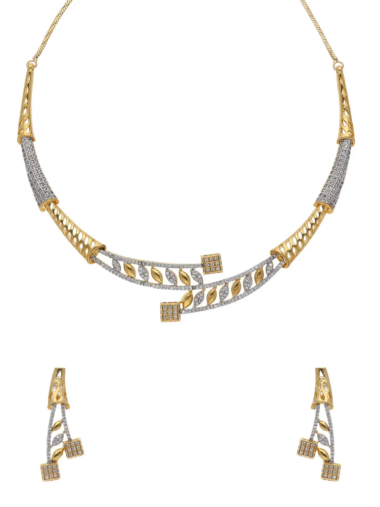 AD / CZ Necklace Set in Two Tone finish - RRM120092T