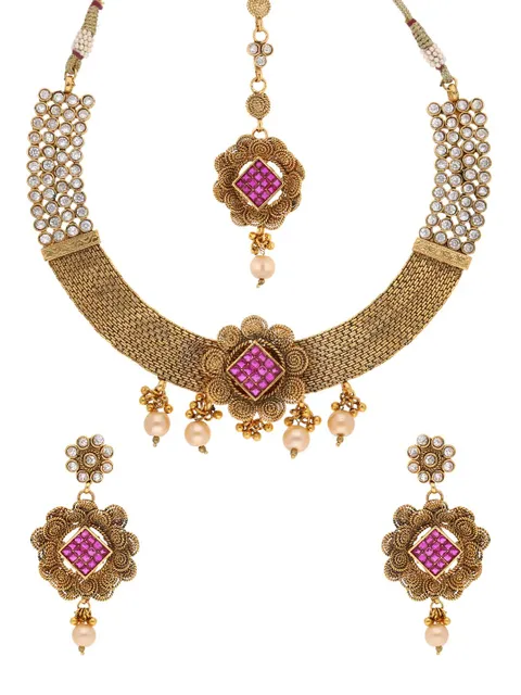 Antique Necklace Set in Gold finish - S32503
