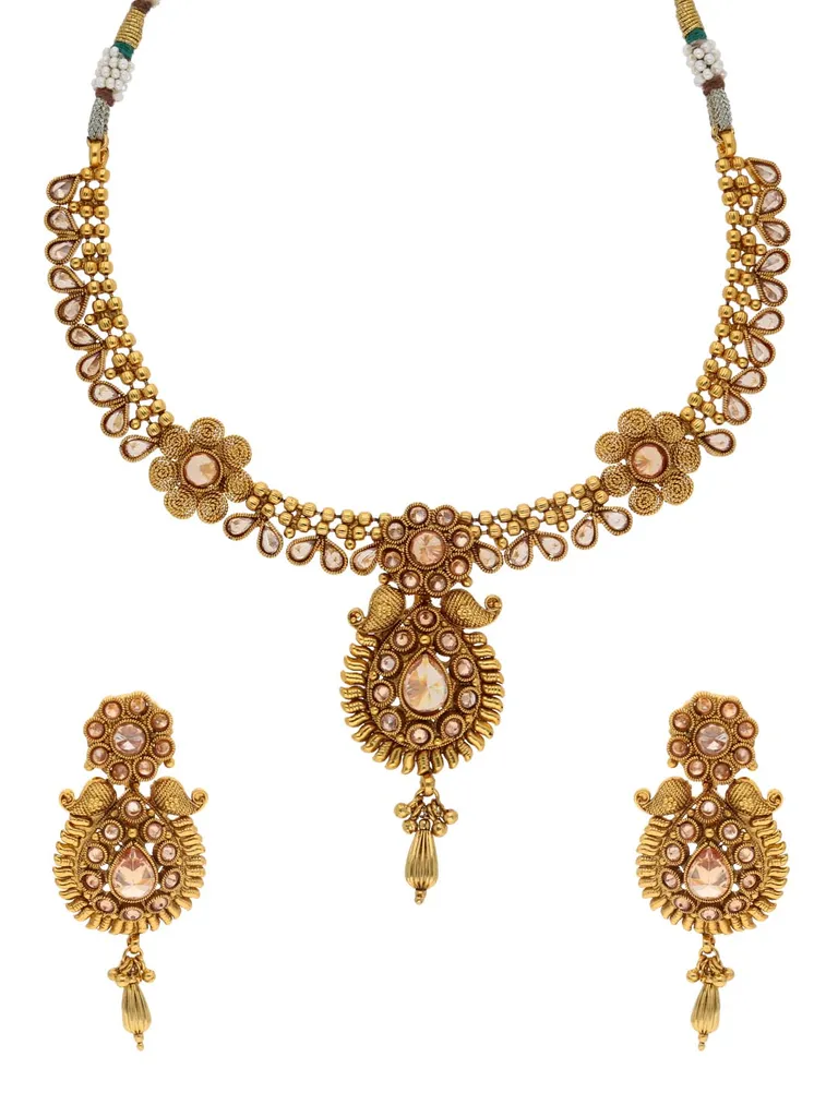 Reverse AD Necklace Set in Gold finish - S32525