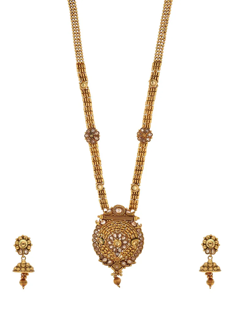 Reverse AD Long Necklace Set in Gold finish - S32543