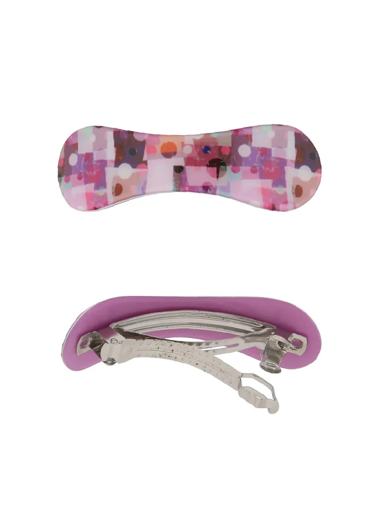 Printed Hair Clip in Assorted color and Rhodium finish - KIN54