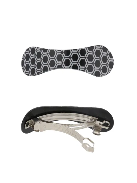 Printed Hair Clip in Black & White color and Rhodium finish - KIN41