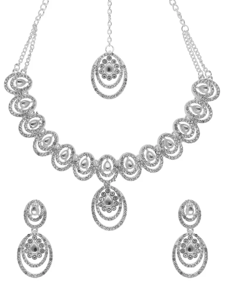 Traditional Necklace Set in Rhodium finish - SHA1161RO