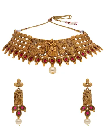 Temple Necklace Set in Gold finish - CFP9049
