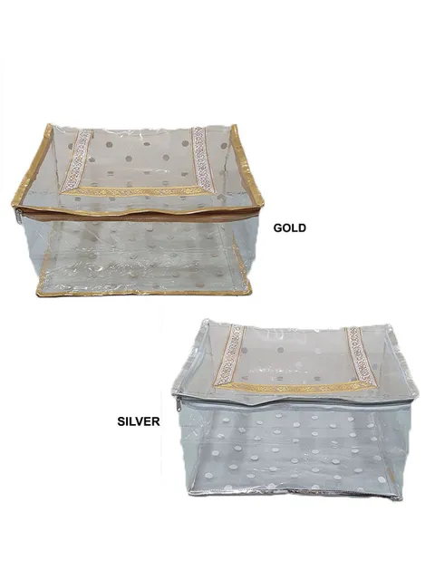 PVC Transparent Saree Cover with Dotted Print - SC-323